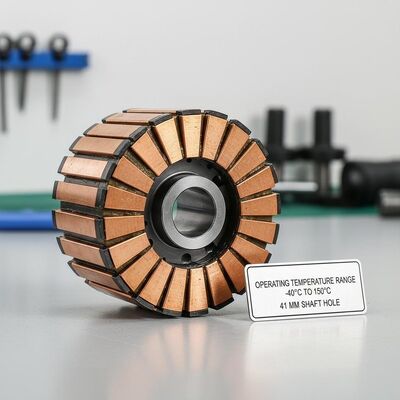 69 Segments Starter Motor Commutator featuring Operating temperature range minus 40 degrees Celsius to 150 degrees Celsius and 41 mm Shaft Hole for heavy duty motors